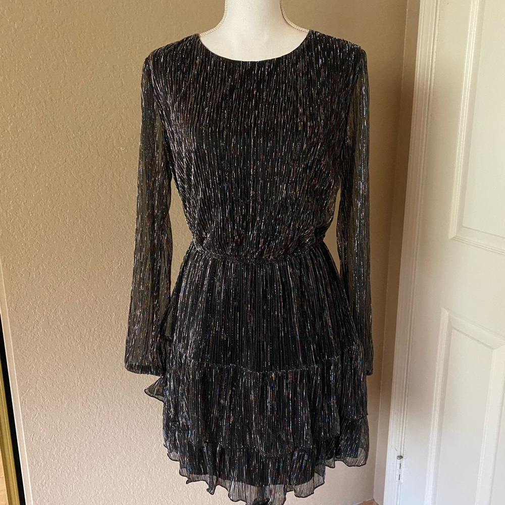 NWT Women’s  Dress. Iridescent Material, Sheer sleeves. Size L